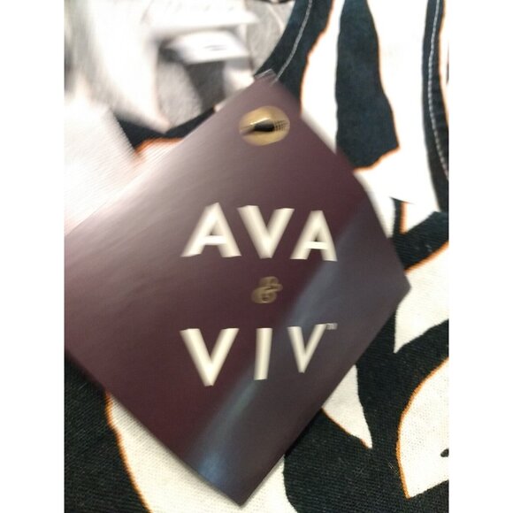 AVA & VIV Sleeveless Top Womens 1X Keyhole Button Animal Print Linen Rayon NEW - Picture 10 of 11